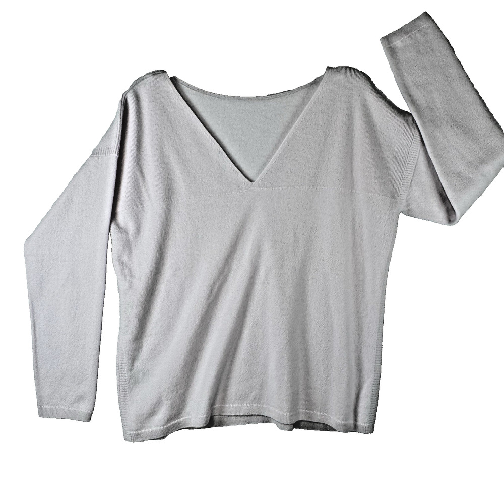 Lafayette 148 Women Large Light Pink V Neck 100% Cashmere Knit Pullover Sweater
